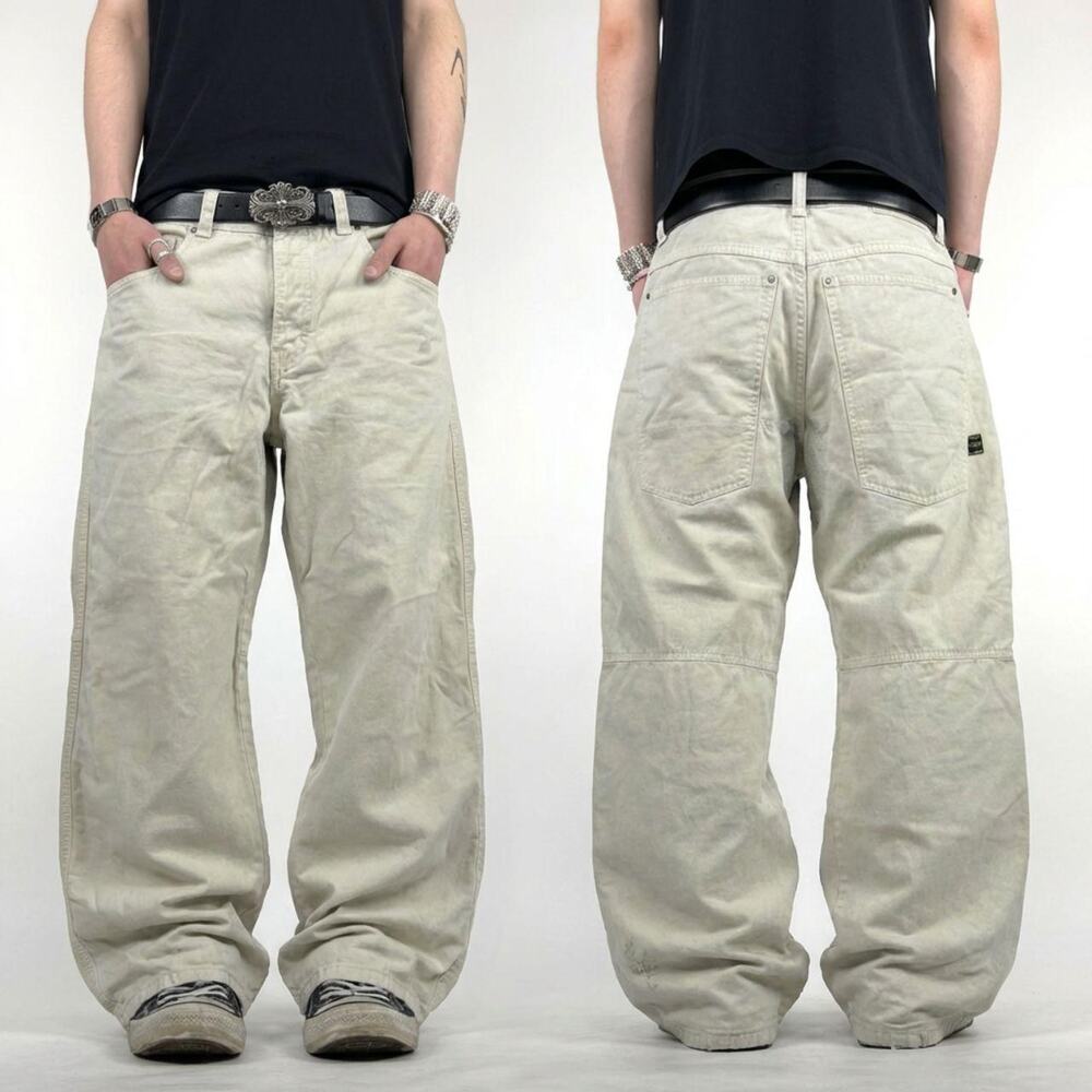 Vintage y2k rare embroidered baggy wide leg skater faded archive pants
